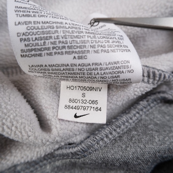 NIKE Dri-Fit fleece pullover hoodie grey with pink swoosh logo size S - Picture 9 of 10